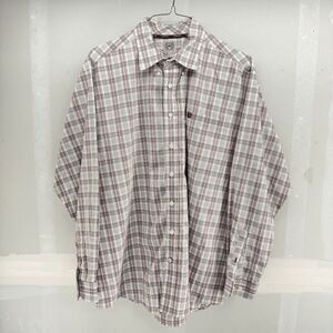 Cinch Performance Long Sleeve Button Down Western Shirt Mens Size L Brown Stripe